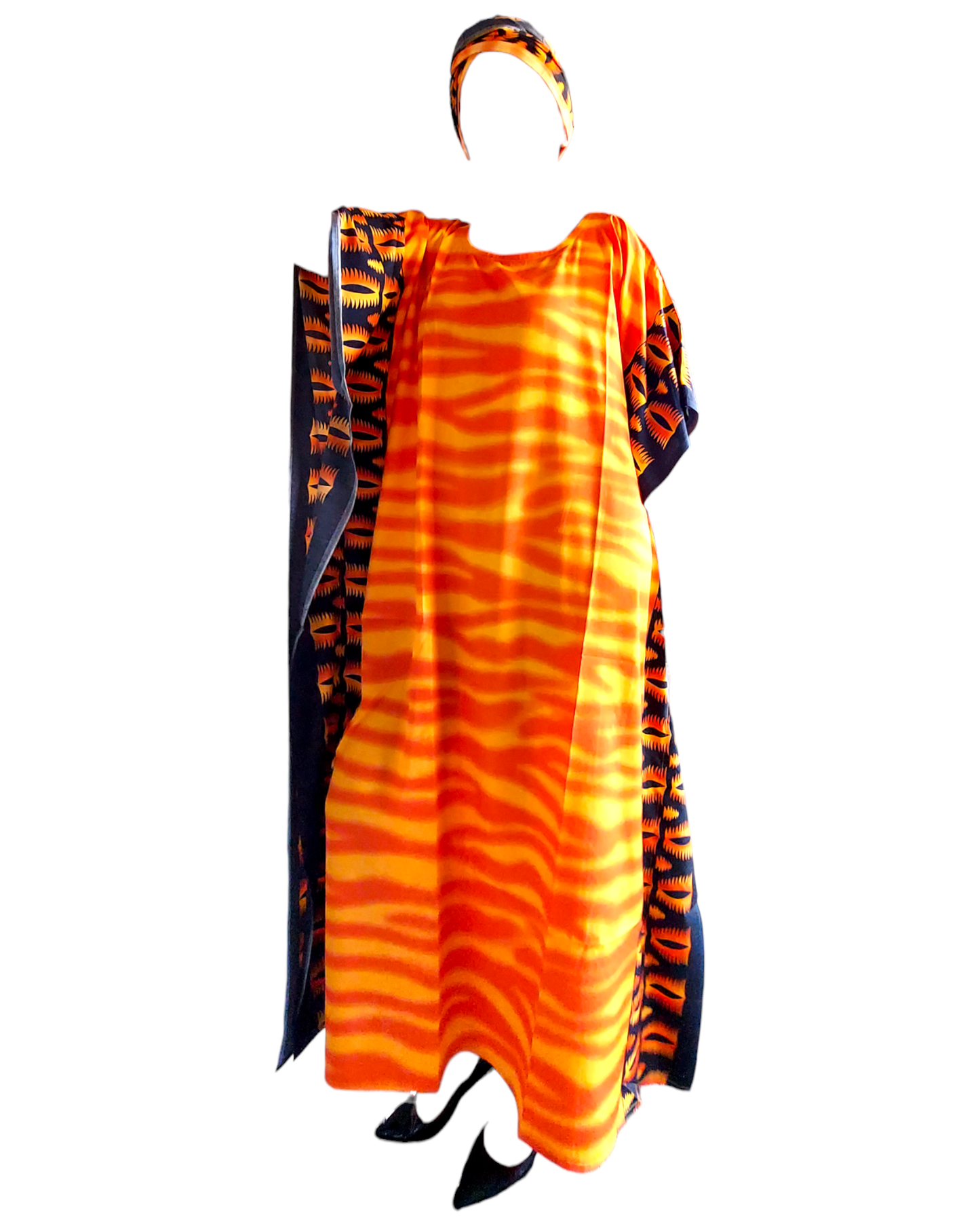 Orange Zebra Kaftan Dress