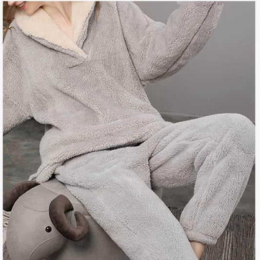 JaiJou Gray Fuzzy Pajamas