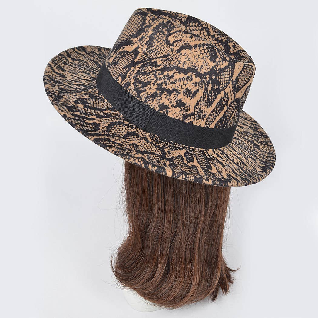 Snake Print Fedora Hat