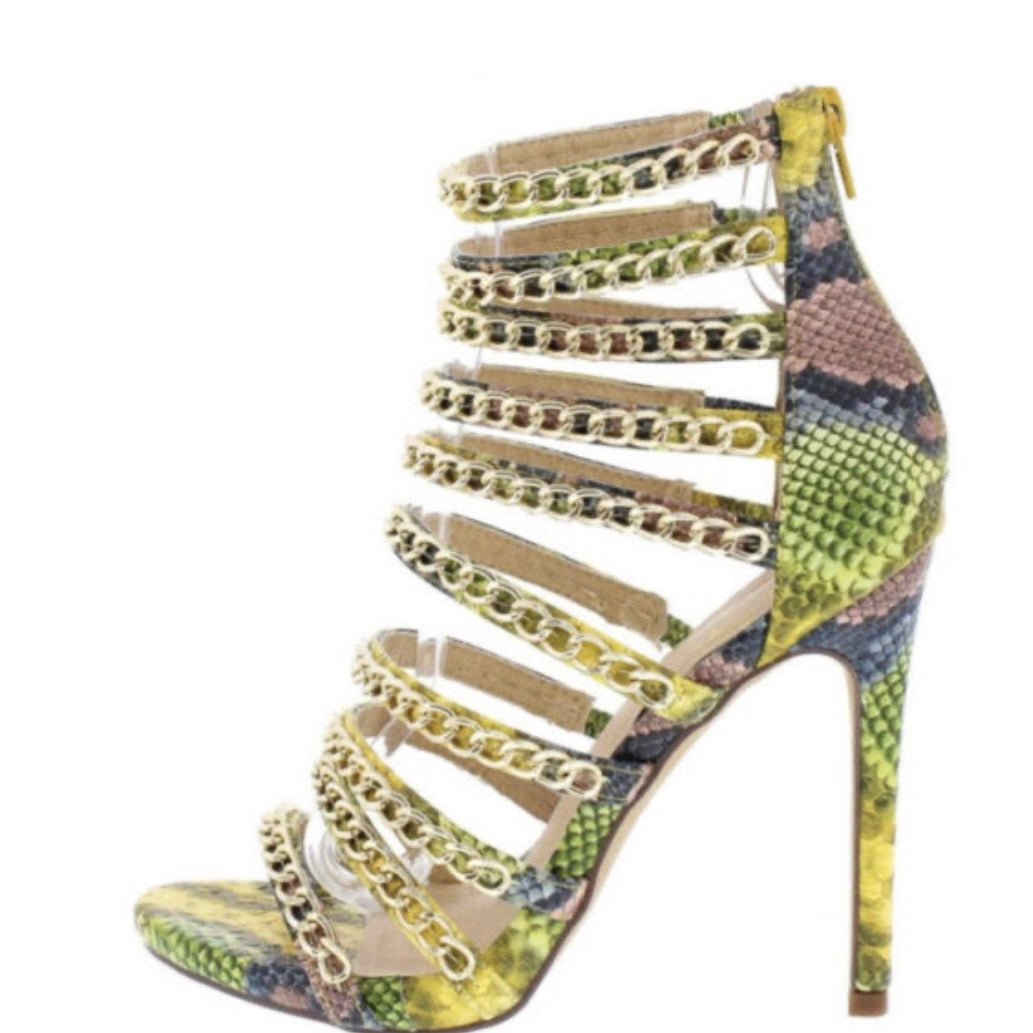 Multi-Color Snake Skin Sandals