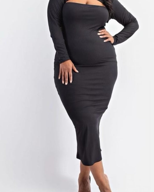 Black 2 Piece Tube Dress Set