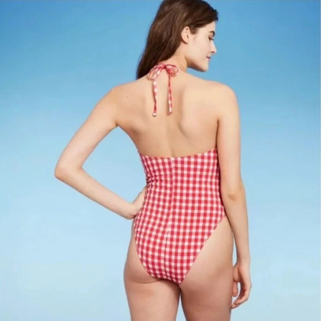 Red  Checkered Swim Suit