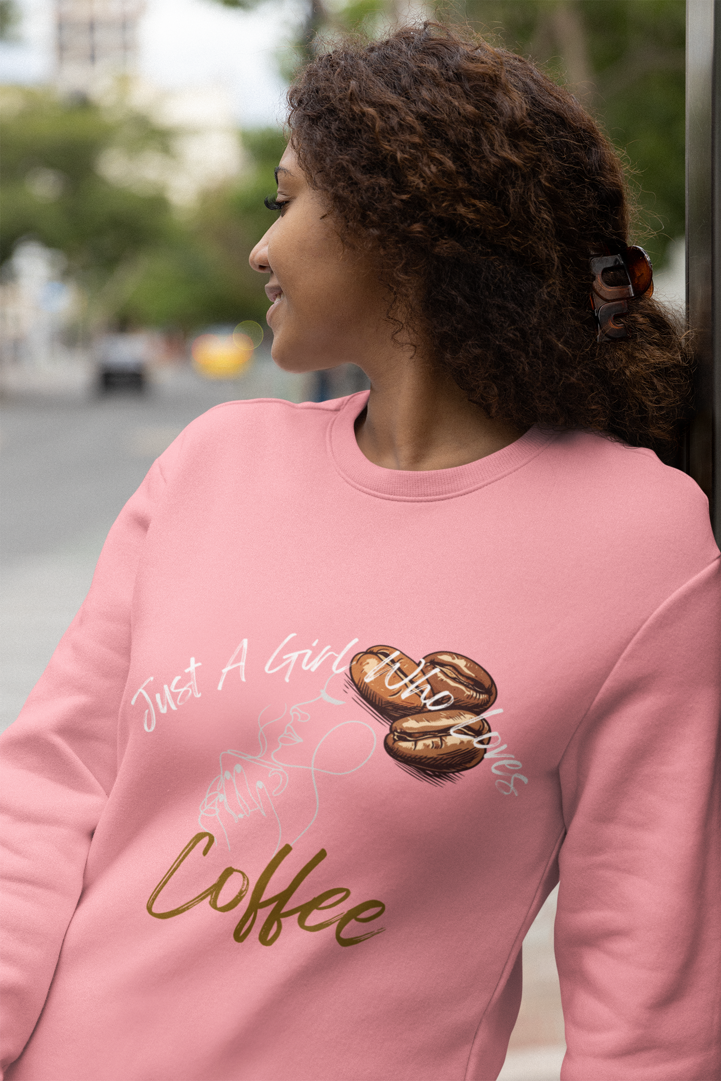 Just A Girl Who Loves Coffee Unisex Premium Sweatshirt