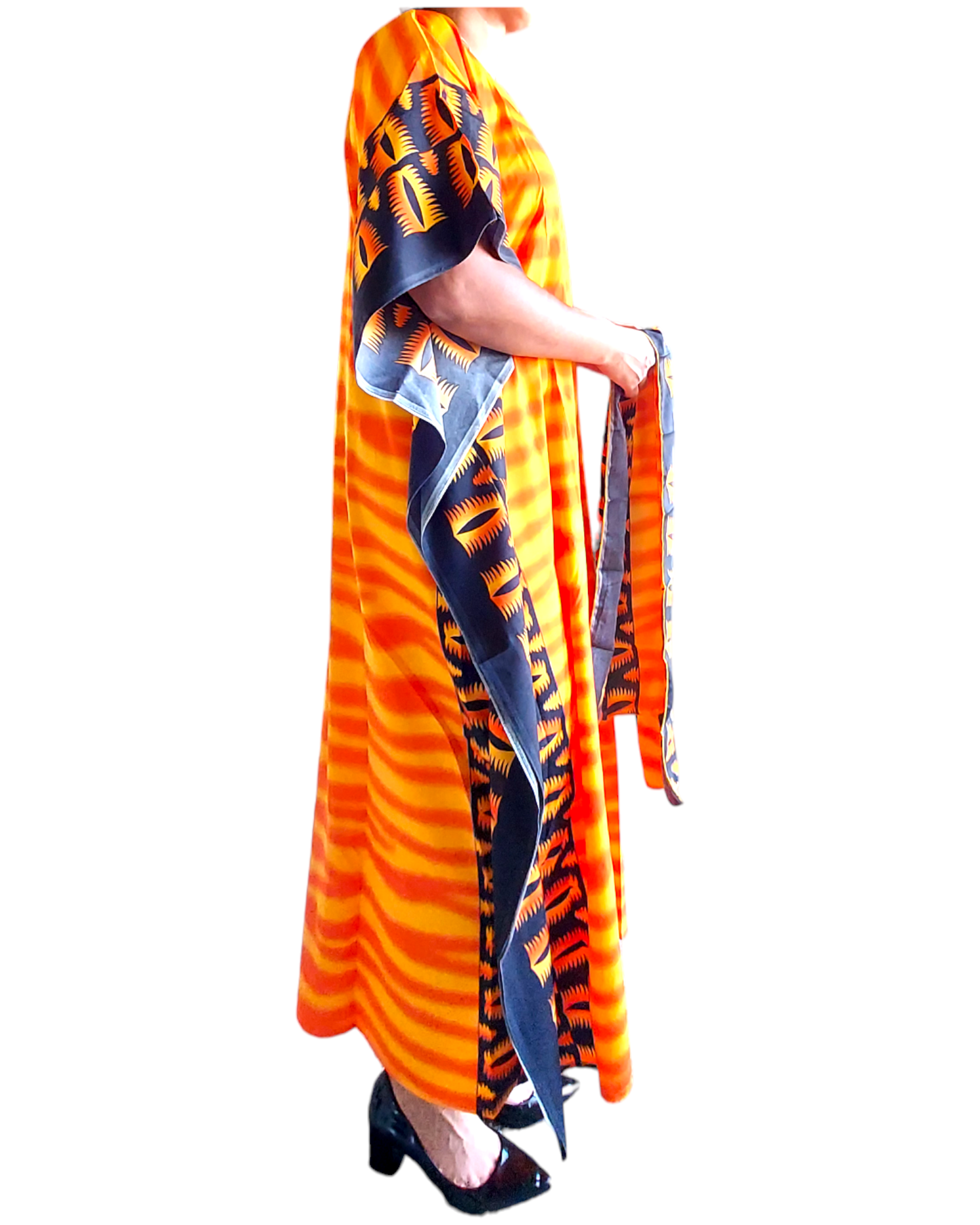 Orange Zebra Kaftan Dress