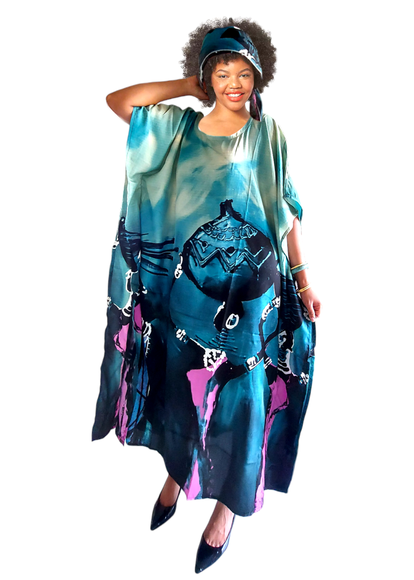 Blue Vase Kaftan Dress