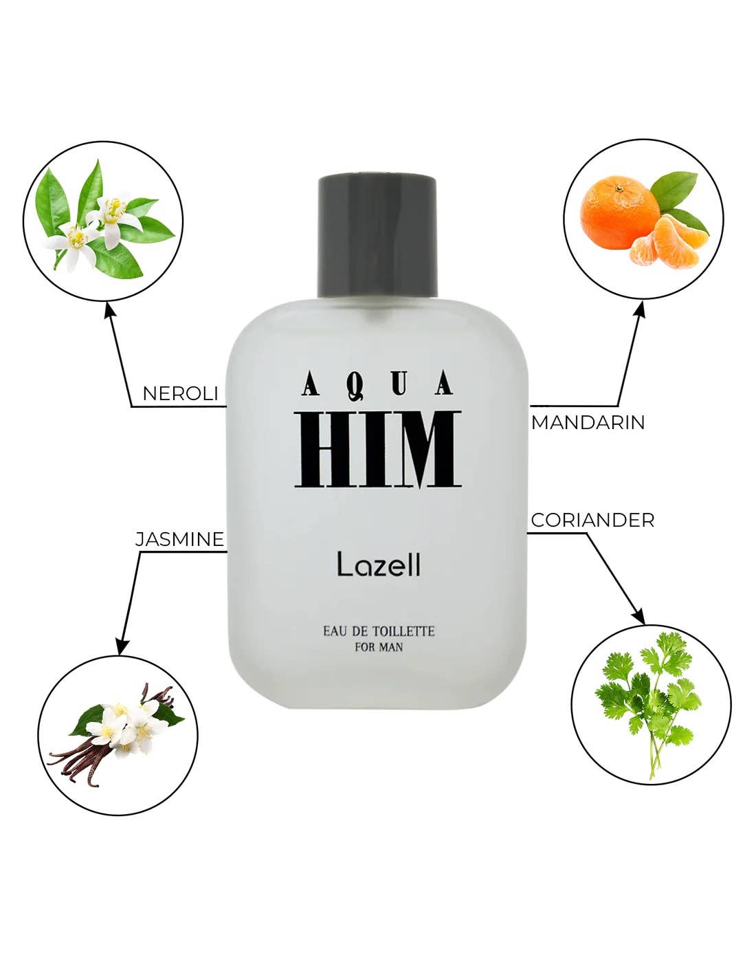 LAZELL AQUA HIM FOR MEN EDT 3.4 OZ 100 ML Perfume