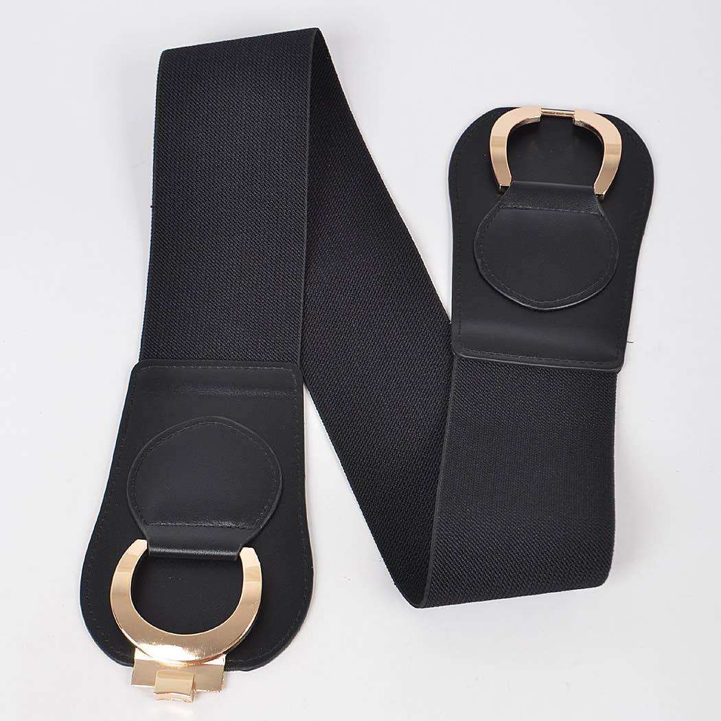 Faux Leather Wide Elastic Plus Size Belt