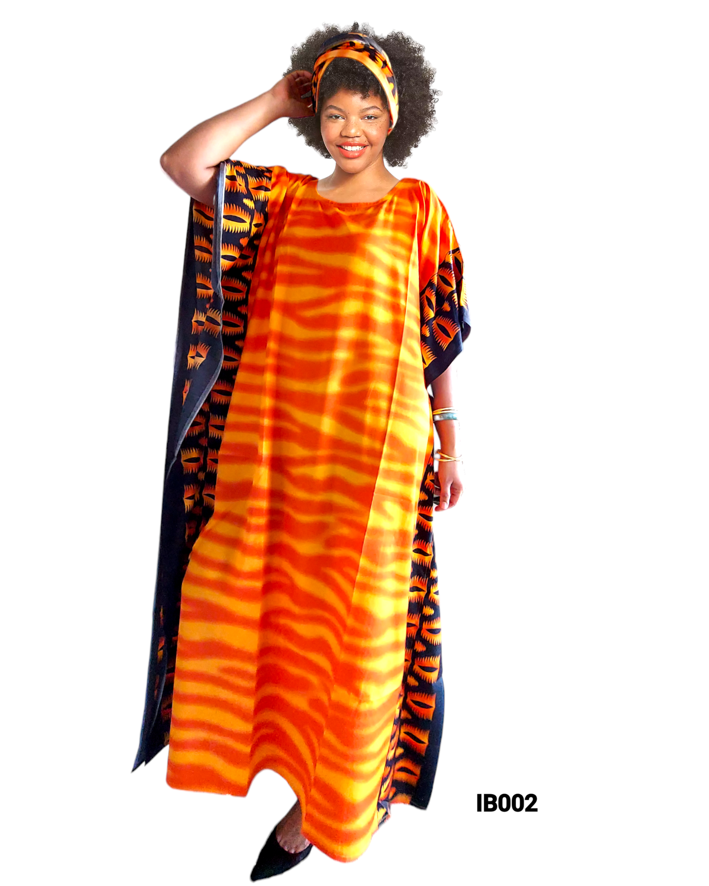 Orange Zebra Kaftan Dress