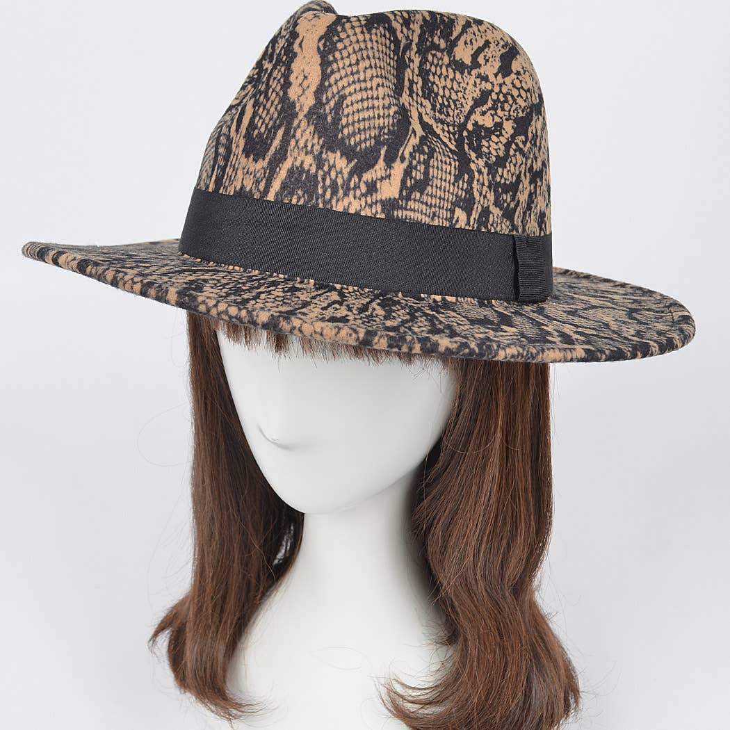 Snake Print Fedora Hat